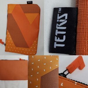 NEW IPSY Tetris Rust Orange White VIDEO GAME PIECE PRINT Cosmetic Travel Bag